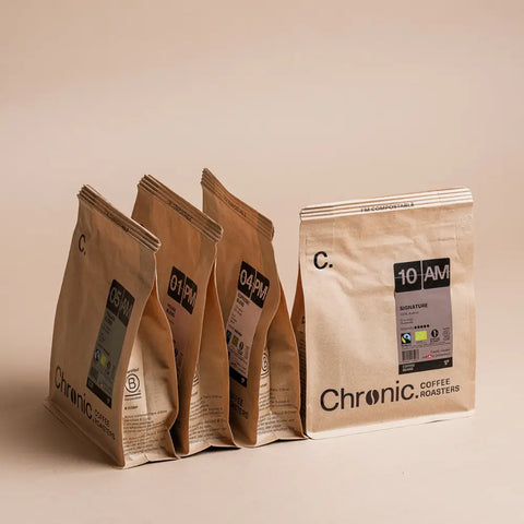 4 paquet de cafés Chronic. bio & fairtrade