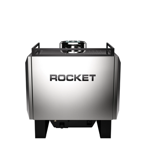 Rocket Espresso Bicocca chrome – vue arrière avec logo Rocket
